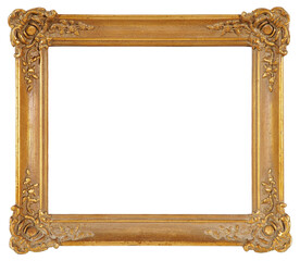Wide frame of a painting in the Borroque style on a transparent background, in PNG format