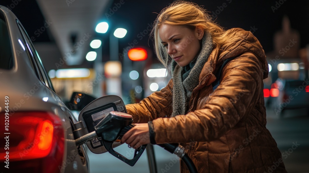 Canvas Prints A person filling up their vehicle at a gas station