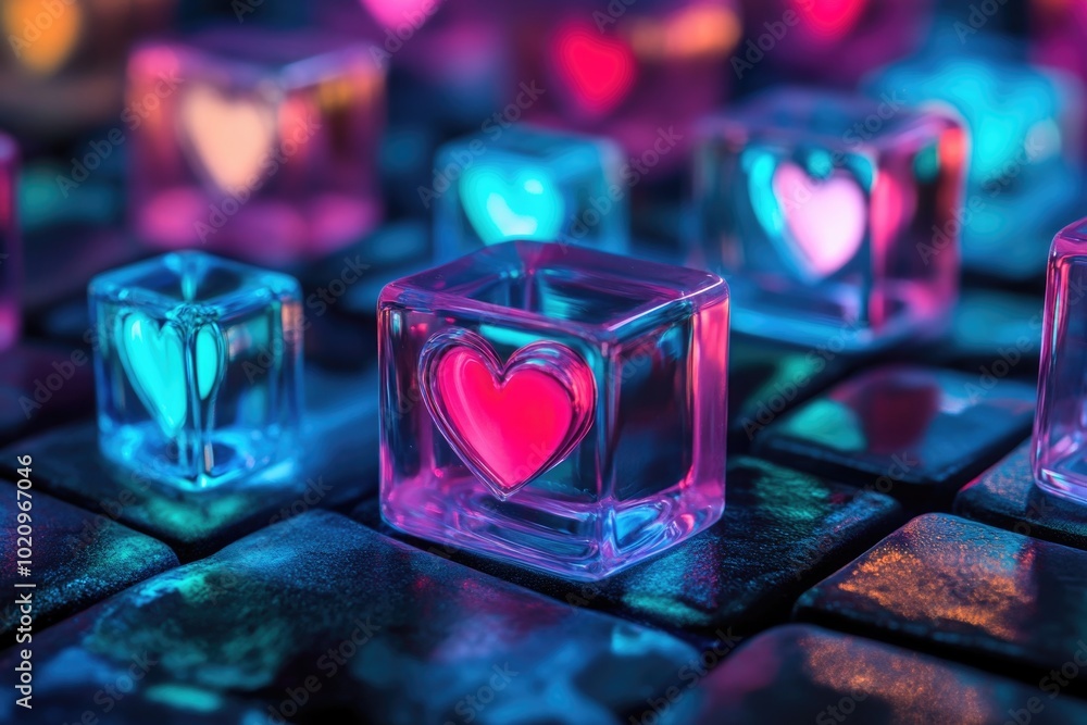 Aufkleber A close-up view of a keyboard with a heart symbol displayed prominently