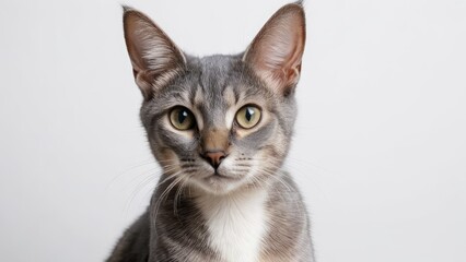 Portrait of Blue abyssinian cat on grey background