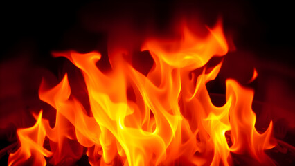 Intense fire burning with vivid orange flames, Generative AI