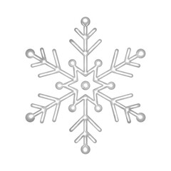 3D silver snowflake illustration. PNG with transparent background.