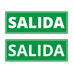 Green salida signs on a white background (trad exit)