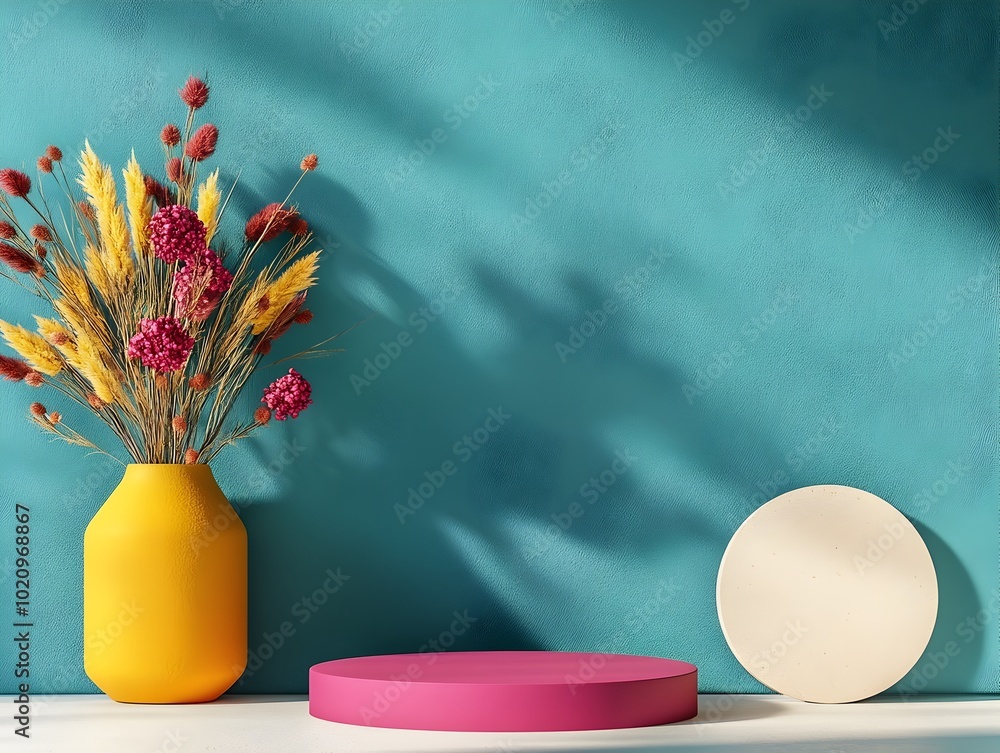 Poster eggplant colored backdrop with bare floor and plain wall in a 3d studio setting featuring a central 