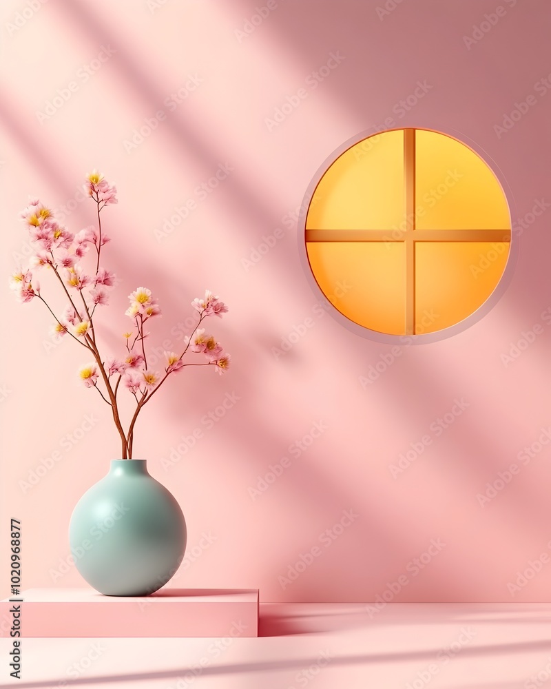 Poster minimalist 3d studio environment enveloped in an amethyst hue featuring a plain floor wall and a pro