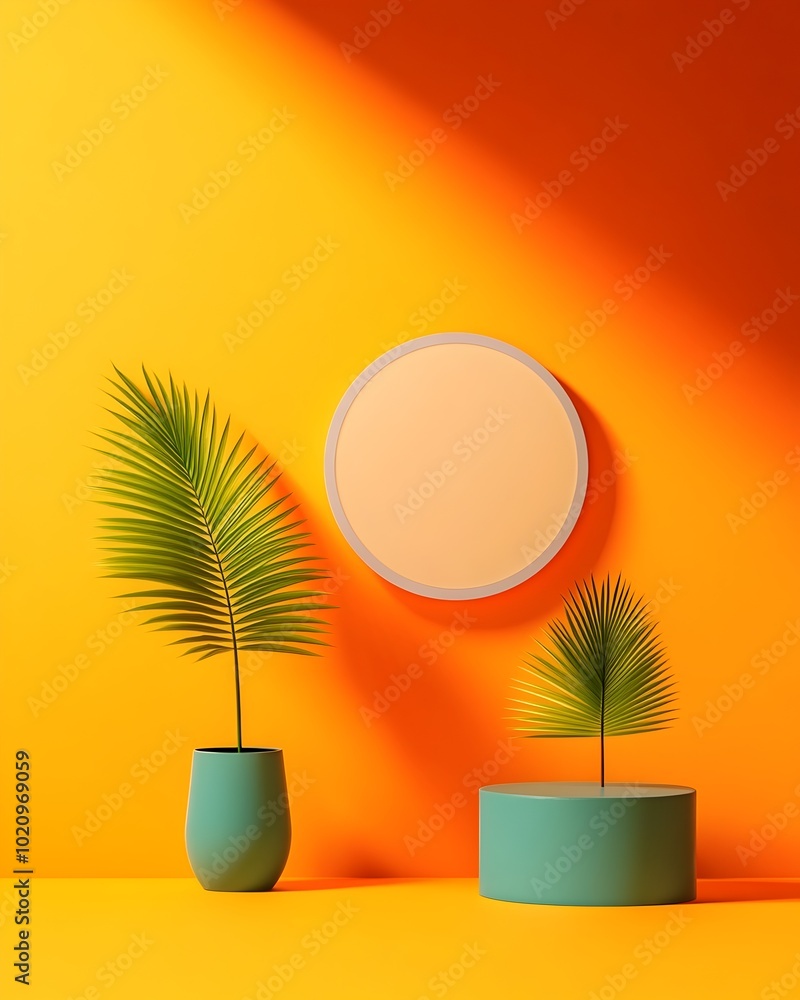 Poster captivating 3d studio setup featuring a kaleidoscopic environment bare floor and wall with a product