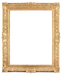 Gilded patterned frame of a painting in the Baroque style on a transparent background, in PNG...
