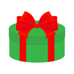 Gift box with ribbon. Color vector illustration in cartoon flat style. PNG with transparent background.