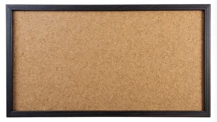 Blank Cork Board with Black Frame Isolated on White Background