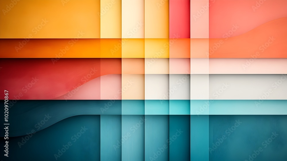 Aufkleber striking horizontal color bars composition in a vivid complementary color palette bold modern digita