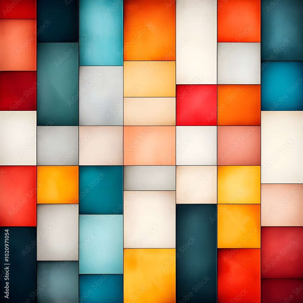 Poster Mesmerizing Abstract Digital Artwork with Captivating Grid of Horizontal Color Bands in a Warm Inviting Palette Clean Geometric Composition Seamless Digital Blending Modern Abstract Style