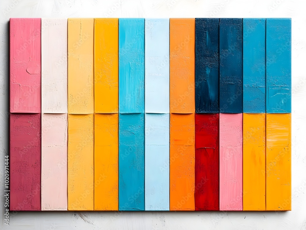 Aufkleber vibrant abstract expressionist canvas showcasing a striking composition of horizontal color stripes 
