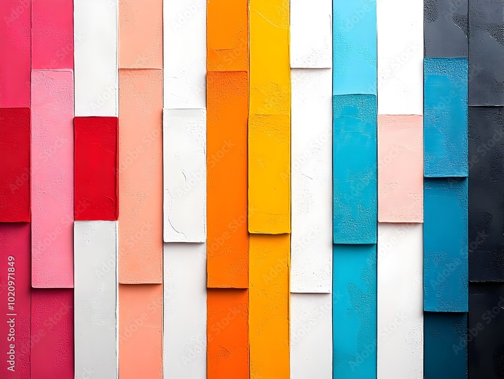 Poster vibrant abstract expressionist canvas showcasing a striking composition of horizontal color stripes 