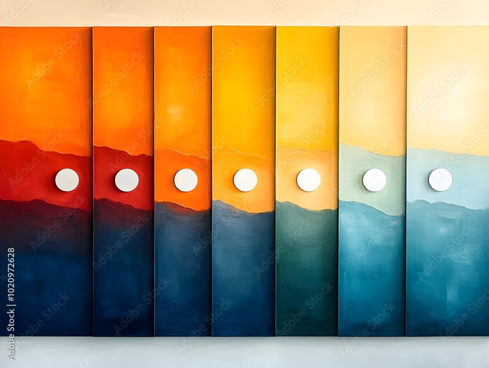 Poster mesmerizing abstract landscape composition featuring bold harmonious color fields seamlessly transit