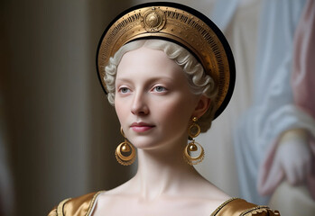 Timeless Elegance: Classical Portrait of Helen of Troy with Regal Beauty and Ethereal Allure