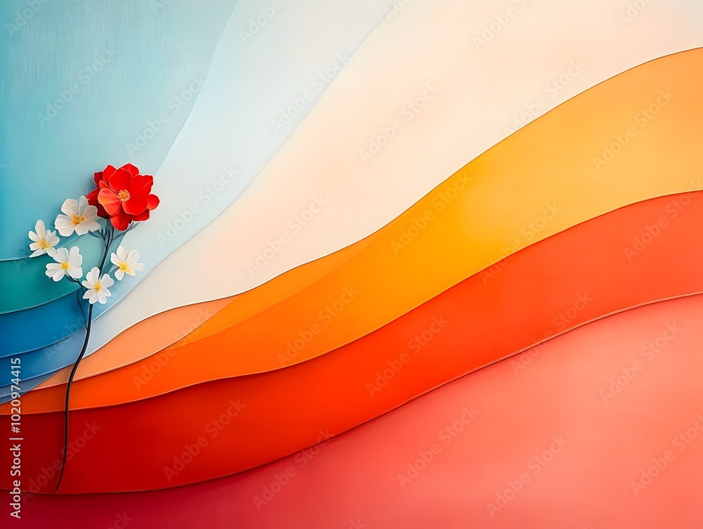 Poster a harmonious minimalist abstract composition showcasing the graceful interplay of horizontal color g