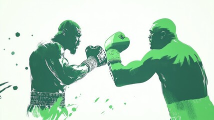 Inspirational Boxing Coaching Session in Watercolor Style - Intense Athlete Listening to Coach's Advice with Expressive Brush Strokes and Soft Colors