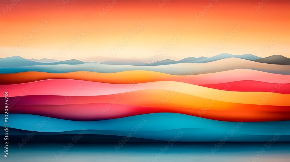 Poster mesmerizing abstract acrylic painting with harmonious color lines and depth