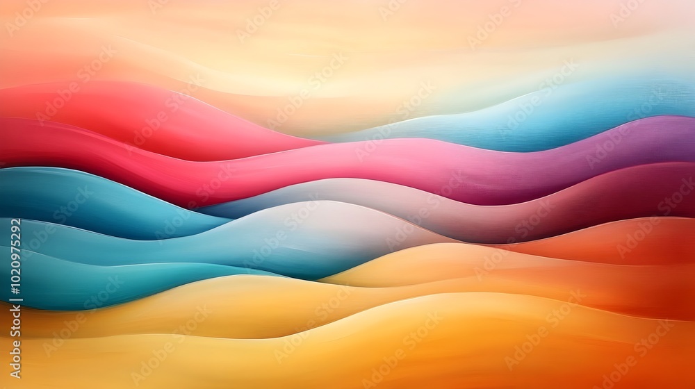 Poster Captivating abstract painting with a mesmerizing interplay of horizontal color lines blending seamlessly to create a sense of depth and visual interest