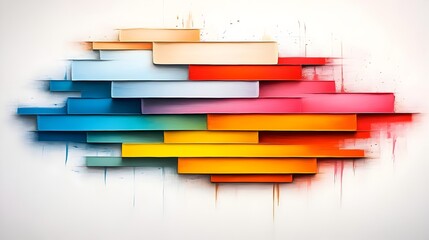 Vibrant Abstract Expressionist Painting with Blended Horizontal Color Bands on Minimalist Background   Bold Textured Brushstrokes Create a Captivating Contemporary Artwork