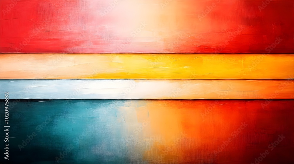 Aufkleber vibrant horizontal stripe abstract painting with expressive brushstrokes and bold color palette dyna