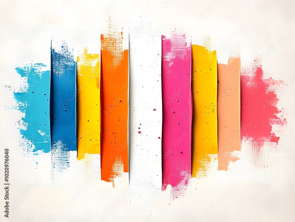 Poster vibrant abstract painting with expressive gestural brushwork in a spectrum of warm and cool colors c