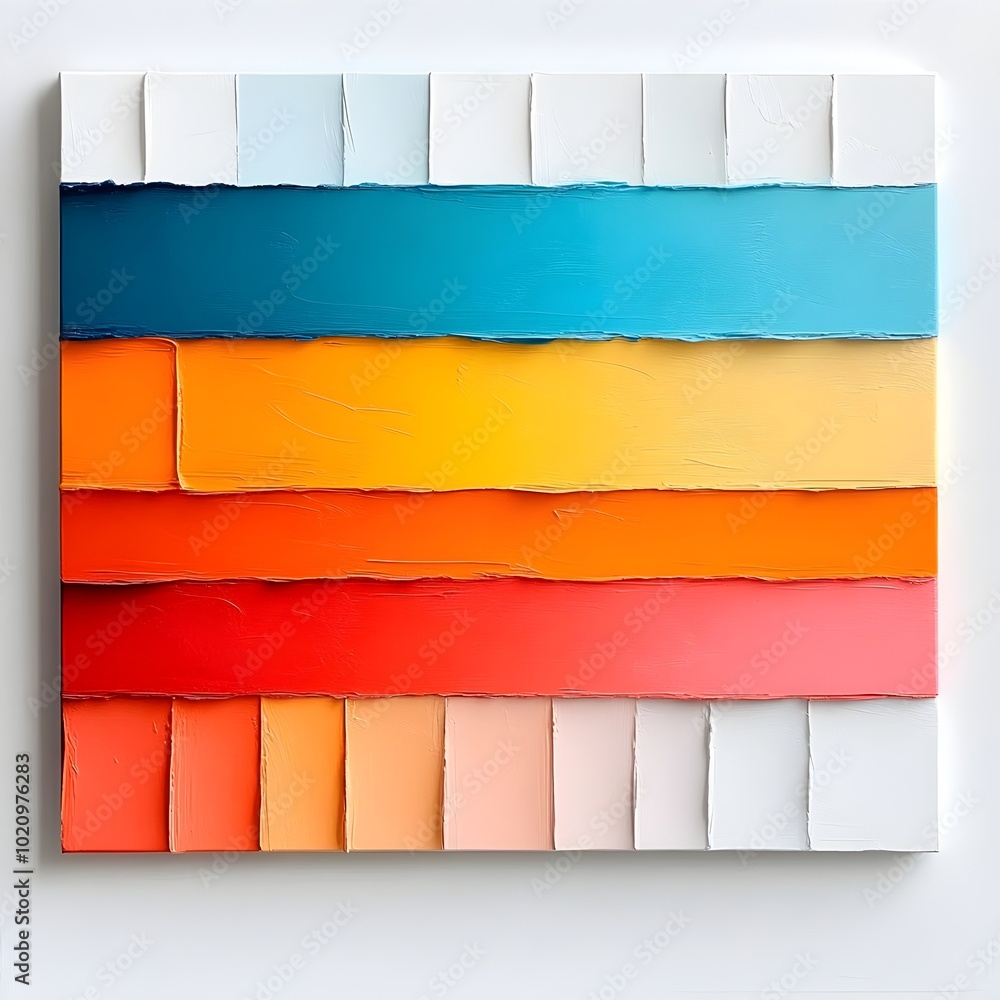 Poster captivating abstract piece featuring dynamic horizontal color stripes ethereal and atmospheric softl