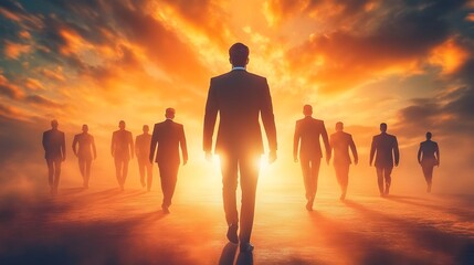 Fototapeta premium Inspiring Business Leader Guiding Their Team with Radiating Emotional Energy and Intelligence