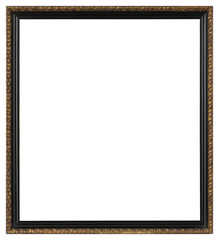 Obraz premium Black gold-trimmed frame from an old painting in PNG format on a transparent background.
