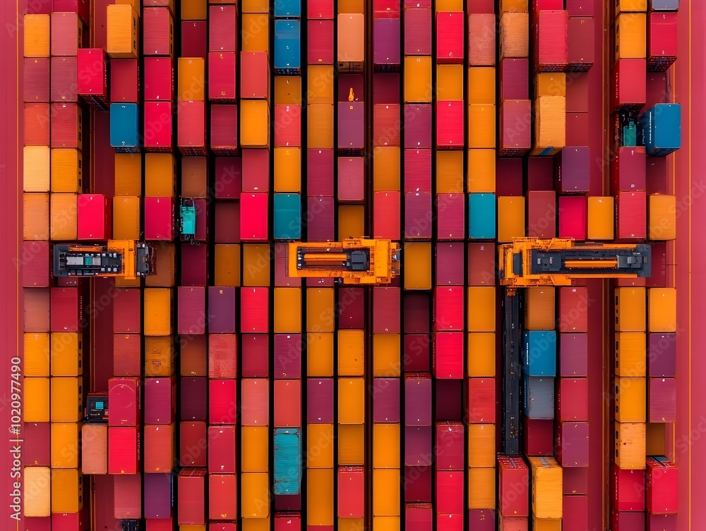 Aufkleber aerial view showcasing the advanced features of an international port including ai powered container