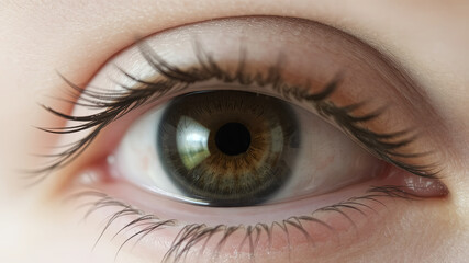 Fototapeta premium A detailed close-up of a human eye, with every vein and detail of the iris and pupil sharply visible. , Ai Generator.