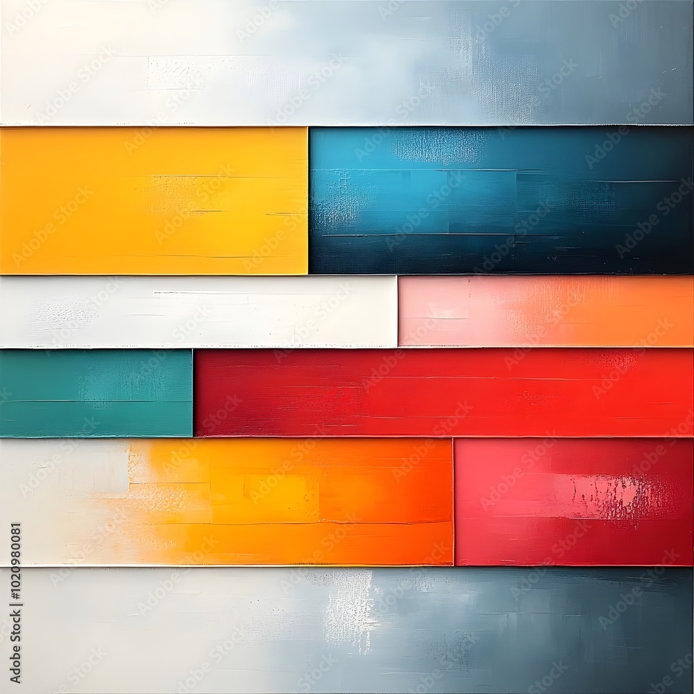 Poster vibrant abstract expressionistic composition with harmonious color bands and emotive brushwork maste