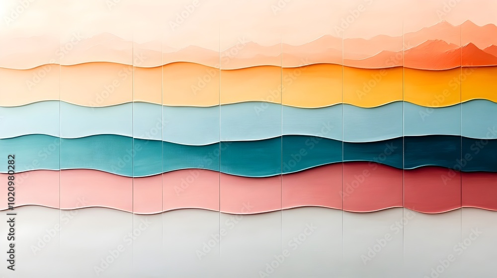 Poster harmonious fluid bands of muted color in calming abstract artwork minimalist abstract painting conve