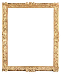 Golden picture frame on a transparent background, in PNG format.