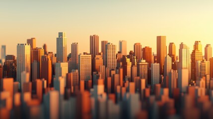 Fototapeta premium Futuristic City Skyline Visualization with Animated Graphs Showing Industry-Economic Growth Correlation