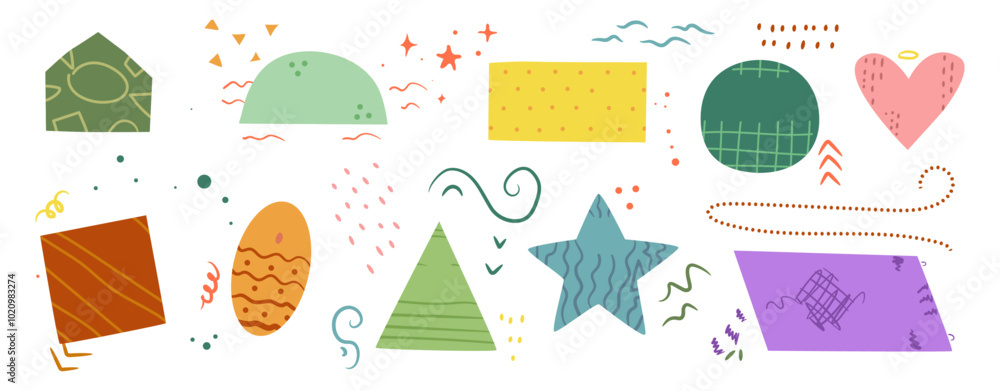 Poster geometric figures for studying in educational institutions. vector isolated set of pentagon and squa