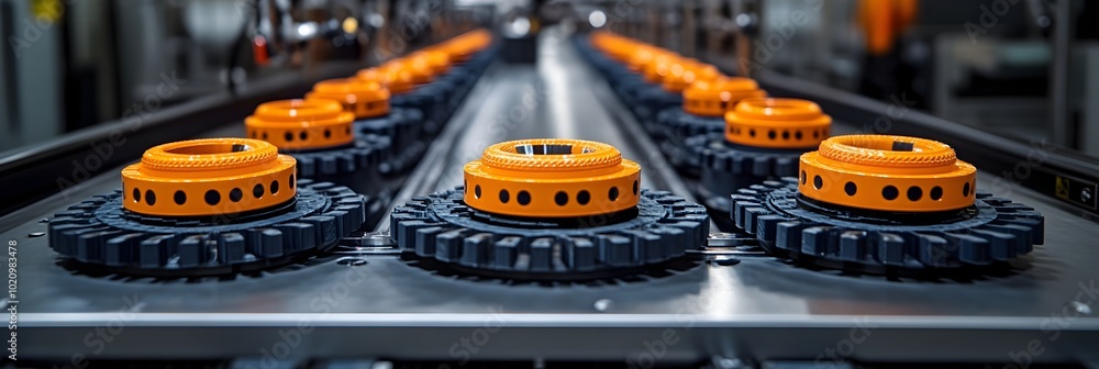 Leinwandbilder advanced industrial conveyor system with precise metallic gears and machinery in a modern factory se