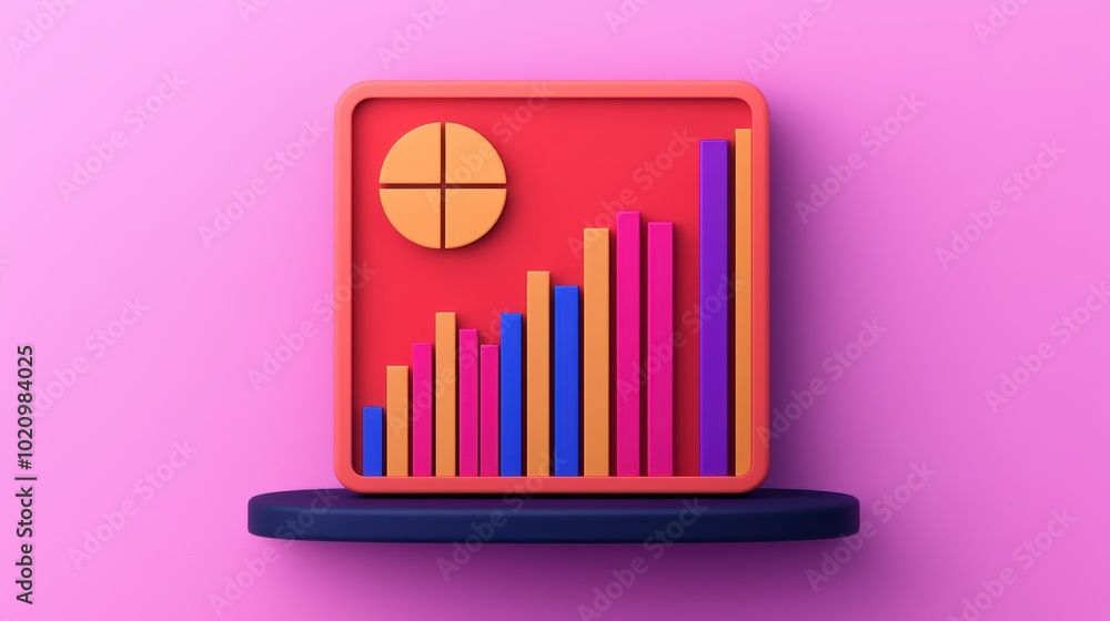 Aufkleber dynamic 3d infographic stock market trends visualized with pie charts and line graphs on modern plat