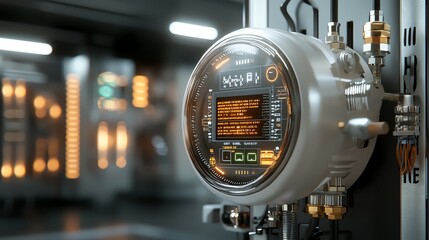 Smart energy meter, digital interface for monitoring consumption, 3D illustration