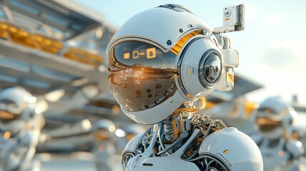 Fototapeta premium Solar arrays on futuristic spacecraft, interplanetary clean energy, 3D illustration