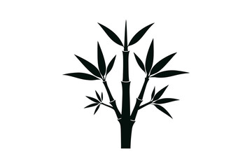 bamboo plant silhouette in minimal vector style