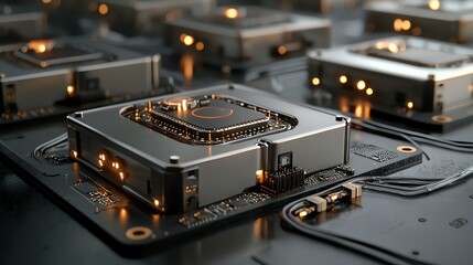 Solarpowered data centers, modern technology with clean energy, 3D illustration