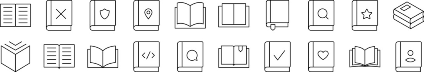 Book and Reading Related Image Collection. Editable Stroke. Perfect for Infographics, Articles, Books, Flyers, Banners