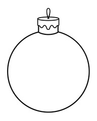 Obraz premium Christmas ball, Christmas toy - vector linear picture for coloring book, logo or pictogram. Outline. Element for Christmas coloring book 