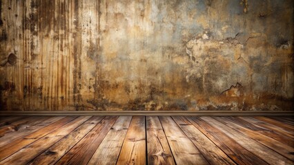 Vintage Rustic Room with Weathered Wall and Wood Floor