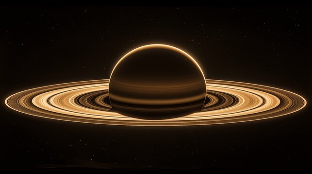 The rings of Saturn casting shadows on the planet surface