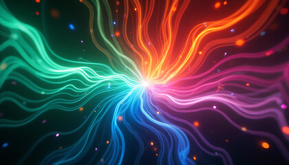 Fototapeta premium A colorful, swirling light display with a rainbow of colors