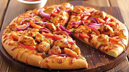 Spicy Peri Peri Chicken Pizza with Thin Crust from a Traditional Kitchen