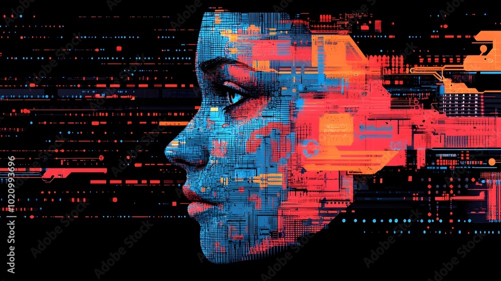 Aufkleber Commanding Intelligence Dominion Over Mankind's Techno-Societal Landscape:A Futuristic Vision of Silicon-Based Suzerains Controlling and Manipulating the Populace Through Advanced and Cybernetic
