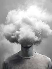 Image of a Person with a Cloud Covering the Face